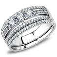 thumbnail image 1 of Womens Silver Rings High polished (no plating) Stainless Steel Ring with AAA Grade CZ in Clear DA062, 1 of 5