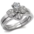 thumbnail image 1 of Womens Silver Rings High polished (no plating) Stainless Steel Ring with AAA Grade CZ in Clear TK099, 1 of 5