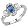 thumbnail image 1 of Womens Silver Rings No Plating 316L Stainless Steel Ring with Synthetic Spinel in London Blue DA337, 1 of 5