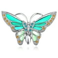 thumbnail image 1 of Womens Silvery Tone Turquoise Rhinestones Green Butterfly Brooch Pin, 1 of 1