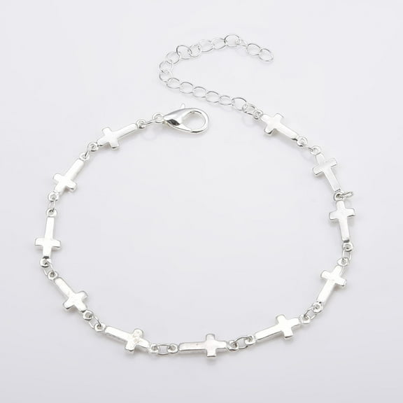 Womens Simple Cross Bracelet Alloy Electroplated Chain Bracelet  Fashion Jewelry Adjustable 16cm + 5cm