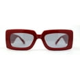 thumbnail image 1 of Womens Simple Mod Rectangle Narrow Plastic Sunglasses Red Black, 1 of 4