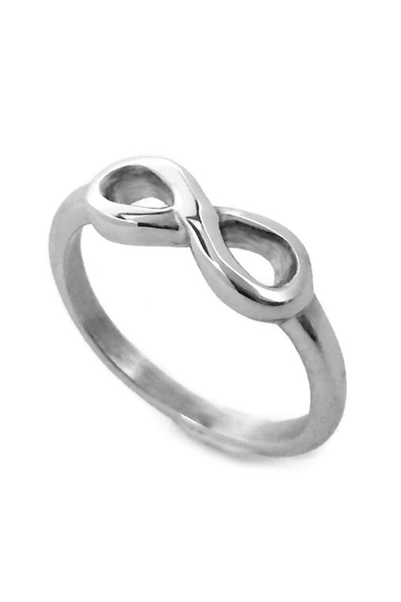 Womens Simple Stainless Steel Infinity Eternal Love Band Ring Silver - Size 4.5