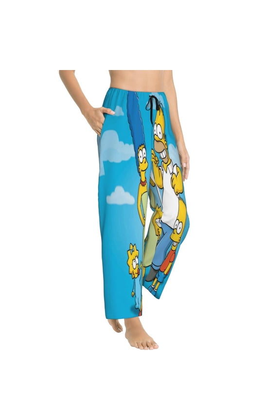 Womens Simpsons Pajama Pants Sleepwear Pajamas Vacation Sleep Pant With Pockets