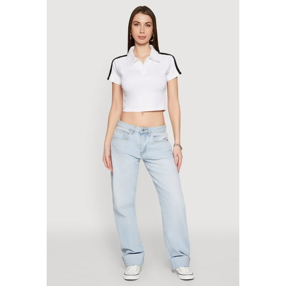 Womens Since 1984 Graphic Cropped Polo Shirt