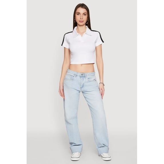 Womens Since 1984 Graphic Cropped Polo Shirt