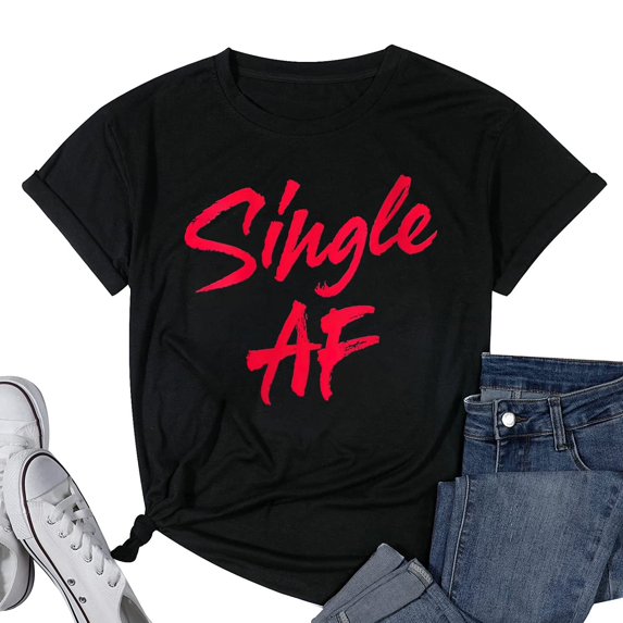 Womens Single AF Round Neck T-Shirt Black 2X-Large
