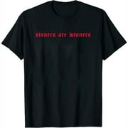Womens Sinners Are Winners Aesthetic Grunge Goth Egirl Eboy T-Shirt Black Small