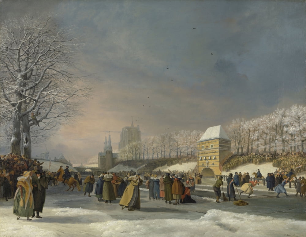 Womens Skating Competition On The City Canal In Leeuwarden Canvas Art - (36 x 24)