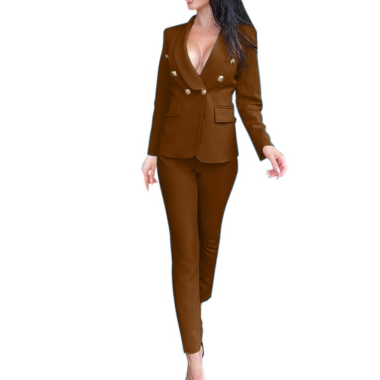 Solid Tuxedo Plus Size Women's Pantsuit Three Piece Office Suit