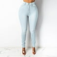 thumbnail image 1 of Womens Skinny Jean High Waist Elastic Comfort Casual Splicing High Waist Slim Pants Blue XL, 1 of 3