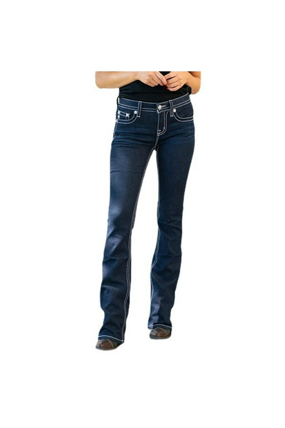 Womens Skinny Jeans Slim Fit Straight Leg Trousers Dressy Casual Denim Pants High Waist Button Long Jeans with Pocket
