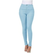 Womens Skinny Slim Fit Stretch Jeans Straight Leg Fashion Jeans Pants Casual High Waist Leggings Pull on Stretchy Jean Pants
