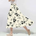 thumbnail image 1 of Womens Skirt Floral Print A-Line Elastic Waist Flowy Casual Skirt Black L, 1 of 5