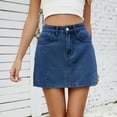 thumbnail image 1 of Womens Skirt High-Waist Distressed Denim Skirt with Pockets Casual Short Skirt Dark Blue L, 1 of 6