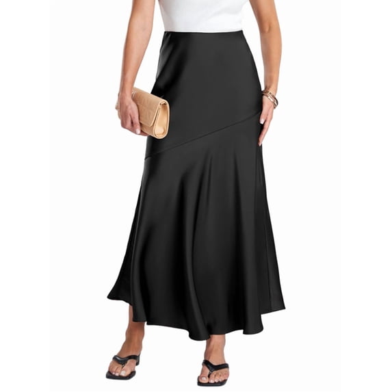 Womens Skirts Business Casual Clothes High Waisted Cocktail Party Wedding Guest Mermaid Maxi Skirt Black S