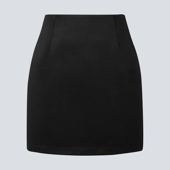 Womens Skirts Elegant Lettuce Trim Solid High Waisted Pencil Midi Skirt Holiday Wear