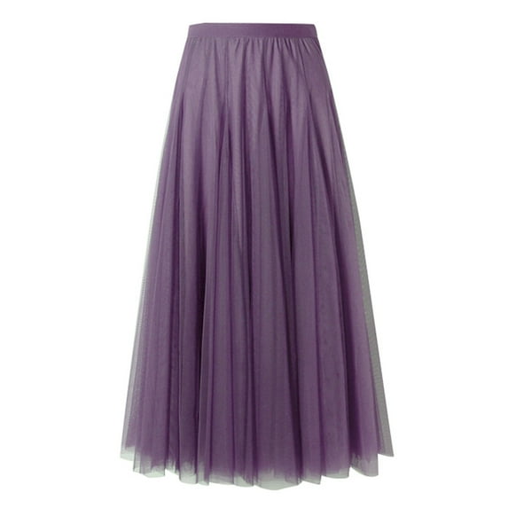 Womens Skirts Fashion Big Swing Skirt Thin A Line Skirt Solid Color Skirt Womens Clothes Light Purple L