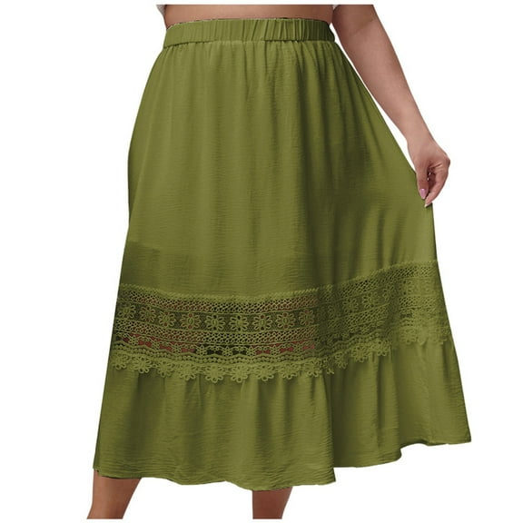 Womens Skirts Fashion Ladies High Waist A Line Casual Ladies Solid Button Mini Fit Skirts Women Skirt Green XXL