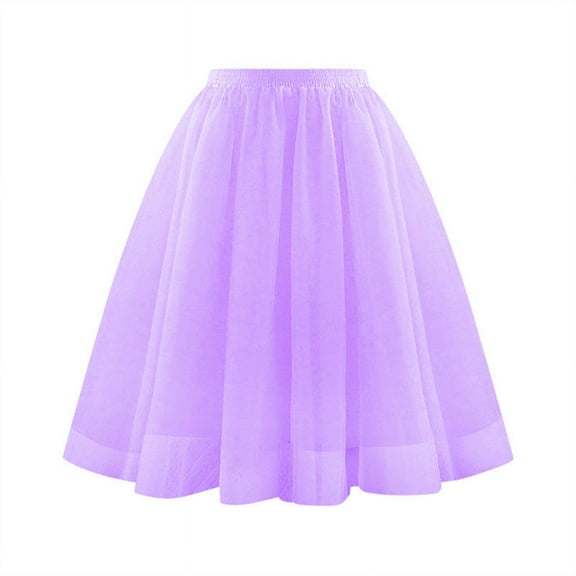 Womens Skirts Fashion Solid Color Casual High Waist Mesh Puffy Skirt Summer Cute Flowy Skirts for Women Trendy