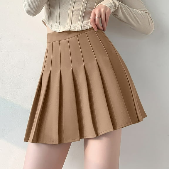 Womens Skirts Girls Solid Color Pleated Skirt Basic Skirt Aline Design Skirt Streetwear