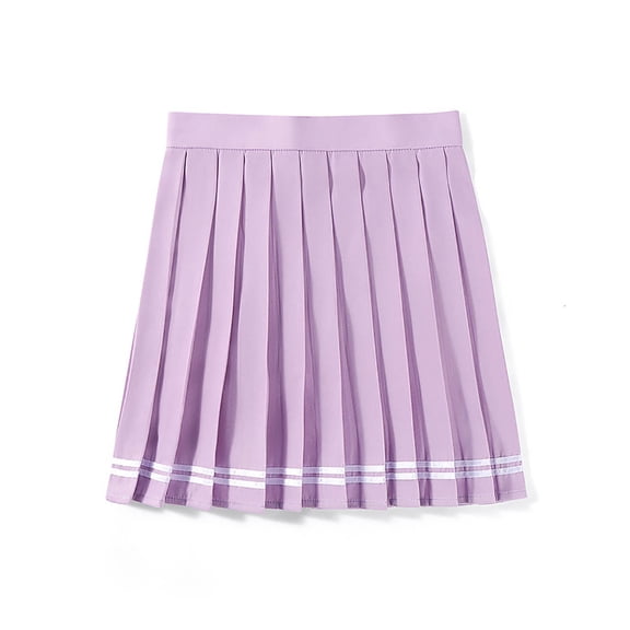 Womens Skirts High Waist Pleated Skirt A Line Color Block Mini Skirt Fall Spring Casual Relaxed Fit Light Purple B