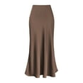 thumbnail image 1 of Womens Skirts High Waist Solid Color Satin Zipper Elegant Ladies Skirt Daily-Wear, 1 of 2