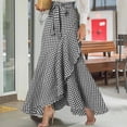 thumbnail image 1 of Womens Skirts High Waisted Casual Plaid Maxi Line Irregular Ruffle Hem Fishtail Long Black Skirt L, 1 of 5