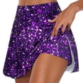 thumbnail image 1 of Womens Skirts Ladies Sequin Printed Casual Double Layer Gym Skirt with Elastic Waistband Womens Clothes Dark Purple L, 1 of 5