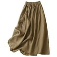 thumbnail image 1 of Womens Skirts Loose Casual Skirt A Line Mid Length Half Skirt Linen Long Womens Summer Clothes Khaki XXL, 1 of 3