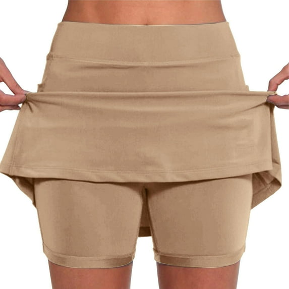 Womens Skirts Mid Waist Skirt Pants Casual Sports with Pockets Two New Short Summer Clothes for Women Coffee XL