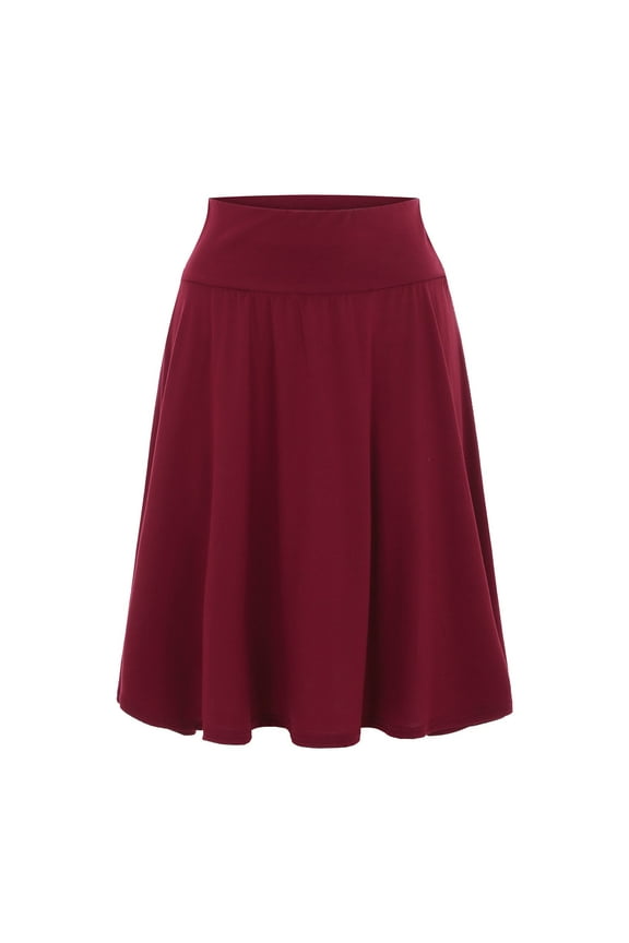 Womens Skirts Midi Length Boho Solid Color Casual High Waist Elastic Half Body Midi Skirt With Slit Plus Size