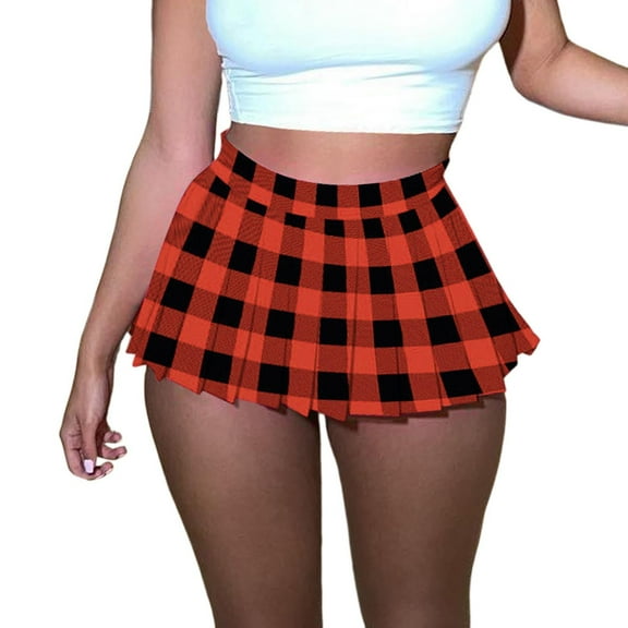 Womens Skirts Mini Pleated Cute Girl Short Cargo Skirt Skater A Line Pleated Mini Womens Summer Clothes Red XL