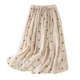 thumbnail image 1 of Womens Skirts Retro Midi Polka Dot Skirt Elastic Waist Cotton and Linen Hem Pleated Skirt Maxi Skirts for Women Beige XXL, 1 of 6