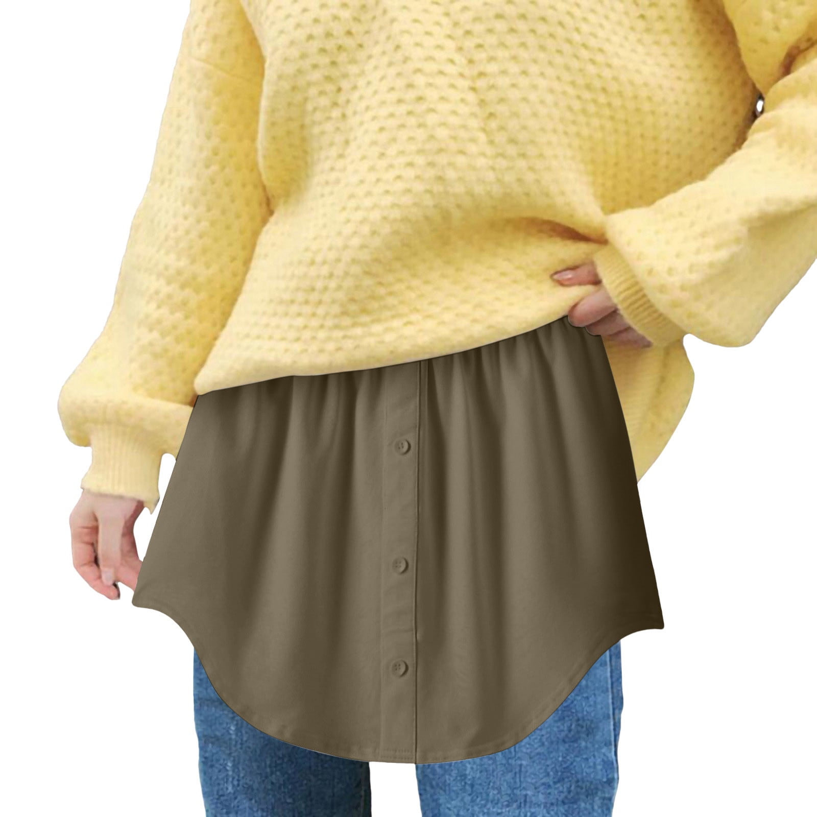 Womens Skirts Shirt Extenders Solid Color Short A-Line Skirt Fake Hem ...