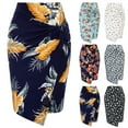 thumbnail image 1 of Womens Skirts Short Elegant Floral Prints Slim Fit Pencil Cover Up Yellow Summer Vacation Outfits Skirt XL, 1 of 3