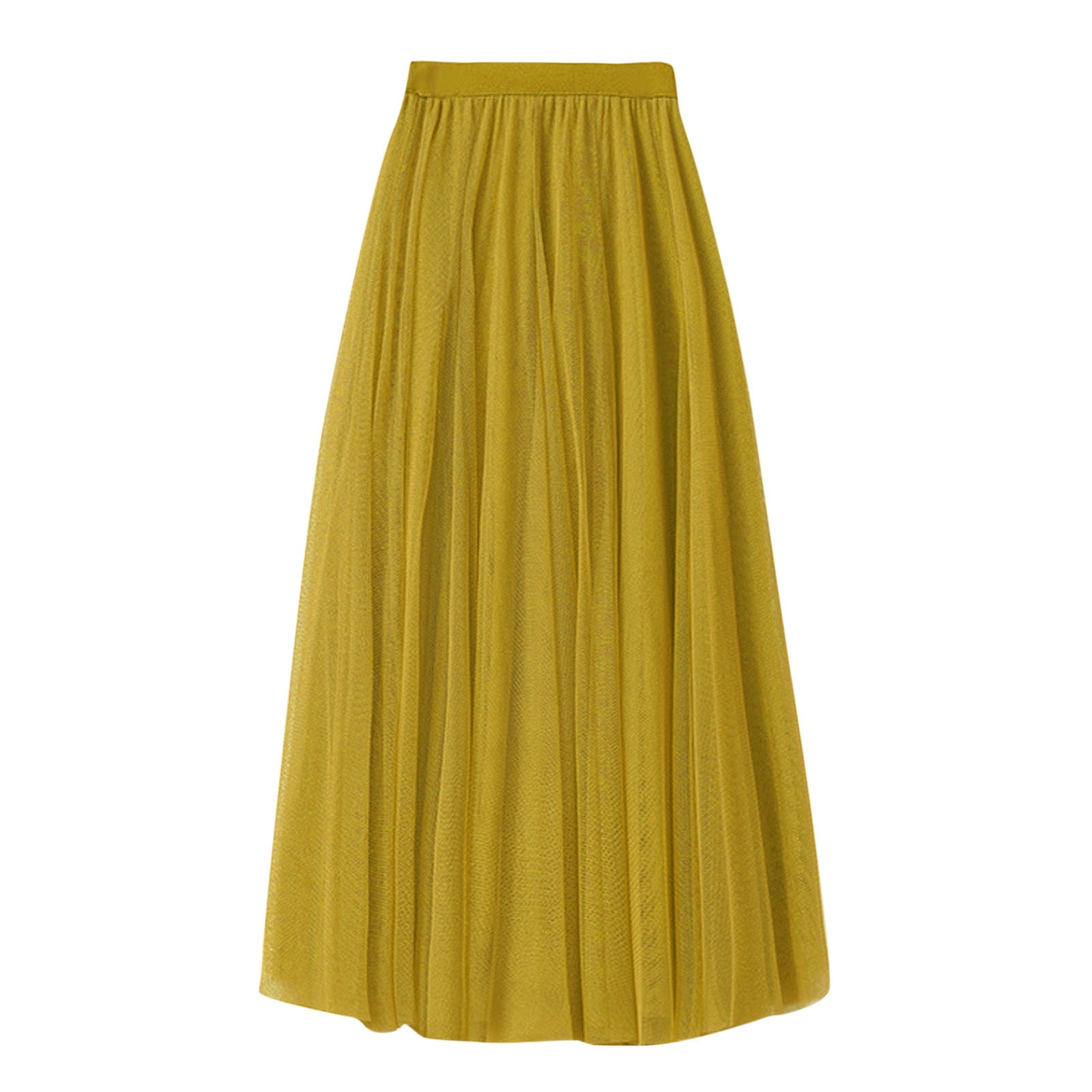 Womens Skirts Solid A Line High Waisted Tulle Skirt Elegant Mesh Long ...