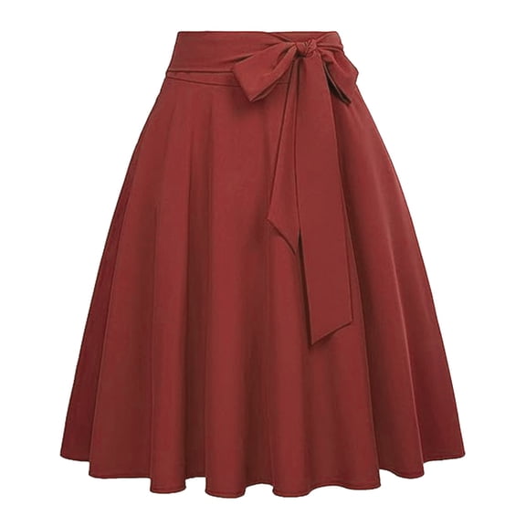 Womens Skirts Solid A Line Skirt With Pockets High Waist Flared Midi Skirts