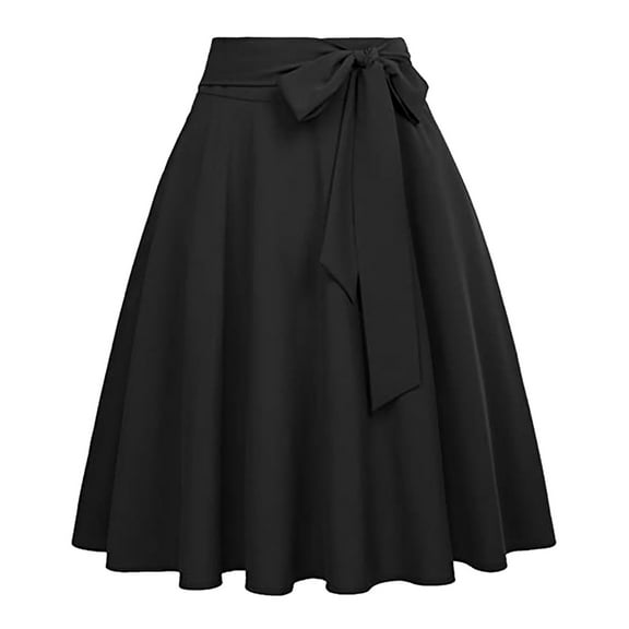 Womens Skirts Solid A Line Skirt With Pockets High Waist Flared Midi Skirts