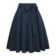 thumbnail image 1 of Womens Skirts Solid A Line Skirt With Pockets High Waist Flared Midi Skirts, 1 of 3