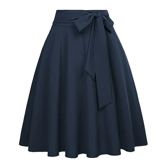 Womens Skirts Solid A Line Skirt With Pockets High Waist Flared Midi Skirts