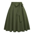 thumbnail image 1 of Womens Skirts Solid A Line Skirt With Pockets High Waist Flared Midi Skirts, 1 of 3