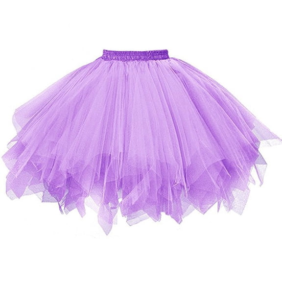 Womens Skirts Solid Color Mesh Pleated Mini Dancing Ball Gown Daily-Wear