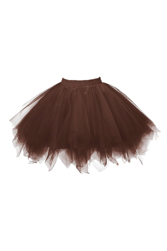 Womens Skirts Solid Color Mesh Sheer Pleated Mini Dancing Ball Gown Daily-Wear