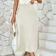 thumbnail image 1 of Womens Skirts Solid Color Zip-Front A-Line Skirt Casual Waistband Skirt Beige S, 1 of 5