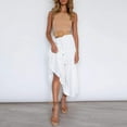 thumbnail image 1 of Womens Skirts Summer Boho Solid Color Elastic High Waist Ruffle A Line Maxi Skirt Holiday-Wear, 1 of 9