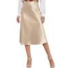 Womens Skirts Summer High Waist Midi Solid color Satin Zipper Elegant Skirt Holiday Wear