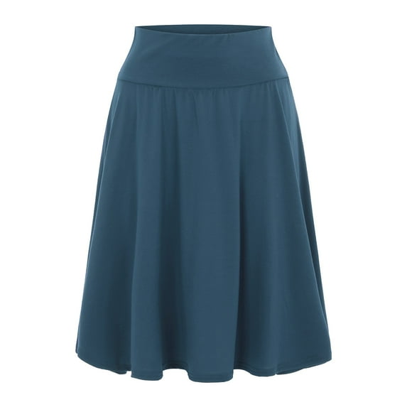 Womens Skirts Summer Solid Color Casual High Waist Elastic Skirt Daily-Wear