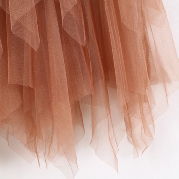 Womens Skirts Summer Solid Color Mesh High Waist Pleated Tulle Tutu Casual Comfortable Midi Skirt Holiday-Wear