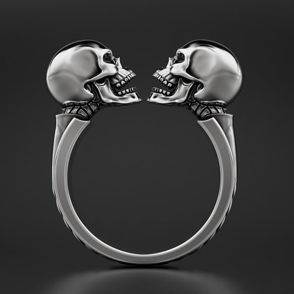 Womens Skull Ring Open Mouth Alloy Statement Jewelry